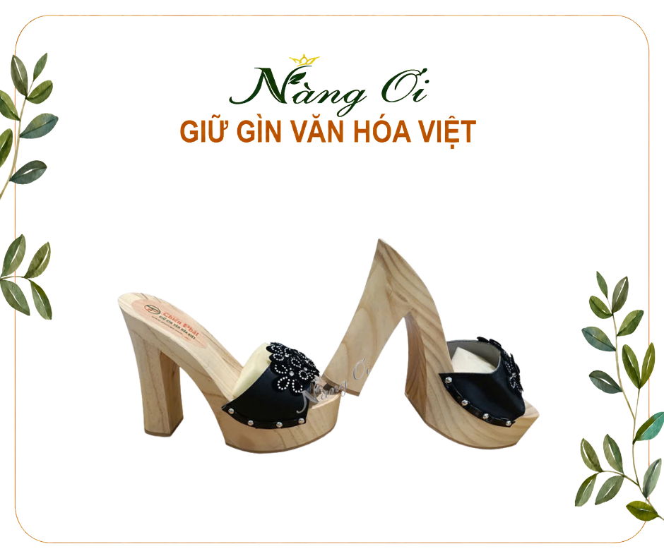 guốc gõ gỗ thông nhẹ mà bền cao 12cm
